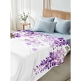 thumbnail image 4 of Wisteria Flowers King Size Flat Sheet, Wrinkleproof & Fadeproof Cooling Flat Bed Sheet Only, Purple Floral Warercolor Summer Breathable Soft Bedding Top Sheets 105 x 98 Inches, 4 of 8
