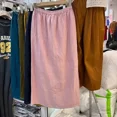 thumbnail image 2 of Falda elegante de lino y algodón para mujer, verano 2024, nueva, cintura elástica, longitud media, corte en A, holgada, con abertura lateral, 2 of 4