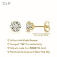 thumbnail image 3 of Tilo Jewelry 14K Yellow Gold Solitaire Round CZ Stud Post Earrings with Secure Screw-backs | 6mm | Classic Everyday Earrings | Women, Men, Unisex, 3 of 12