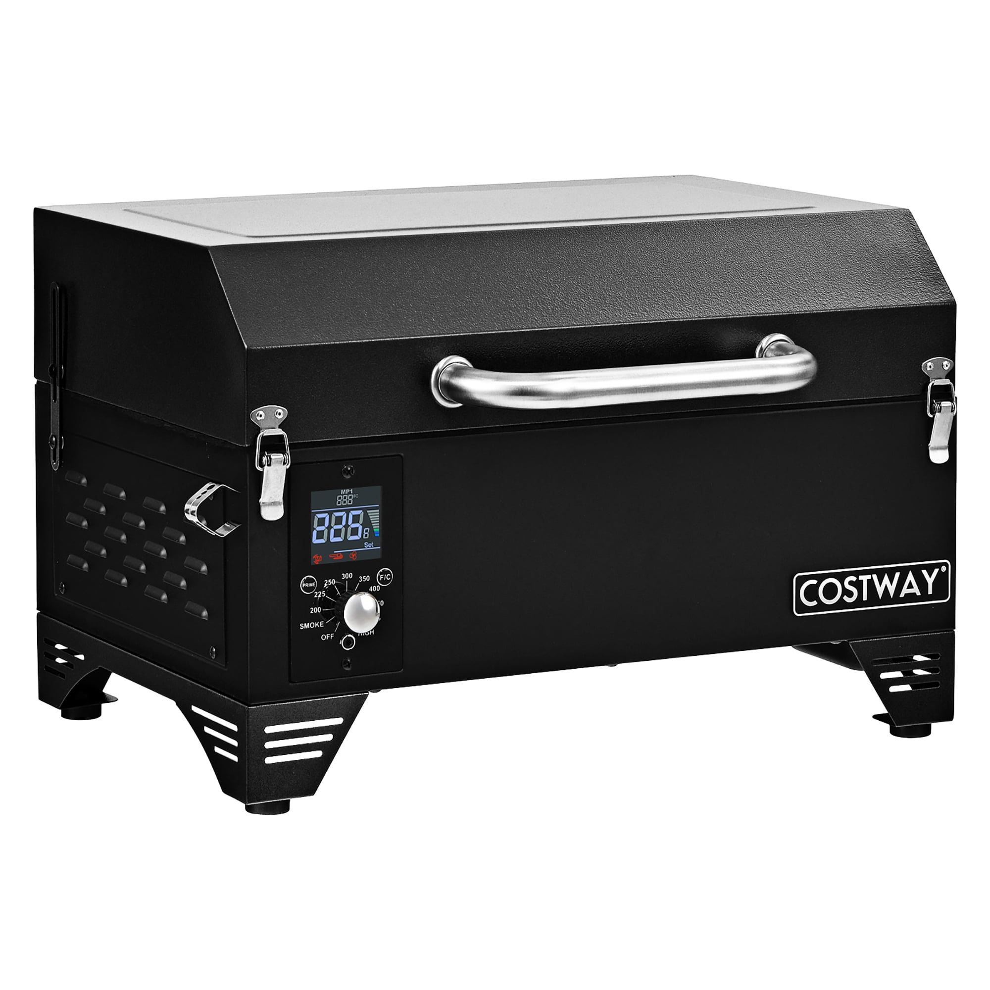 Costway Portable Tabletop Pellet Grill Outdoor Smoker BBQ w/Digital Control  System Black 