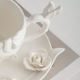 thumbnail image 3 of VISIBLE European retro style 3D flower Ceramic Coffee Mug Teacup with Saucer set, nice gift for Her (7.77oz 230ml, White), 3 of 6