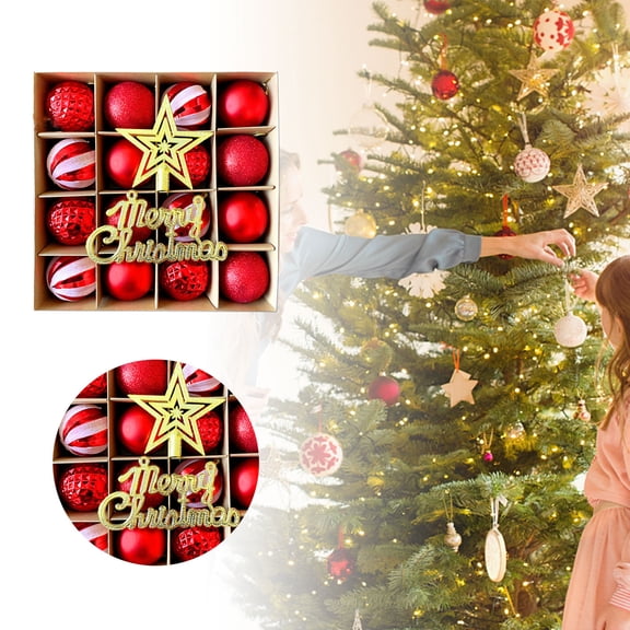 FAMTKT Christmas Balls Ornaments Set, Xmas Shatterproof Plastic Baubles Hanging Balls for Christmas Tree Holiday Party Wedding Decorations