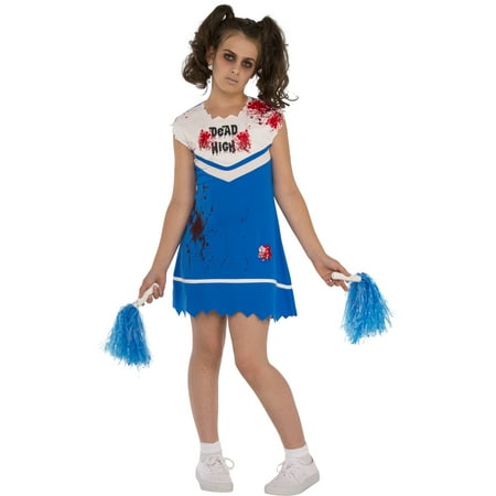 Not So Cheery Girls Zombie Ghost Cheerleader Halloween Costume-M