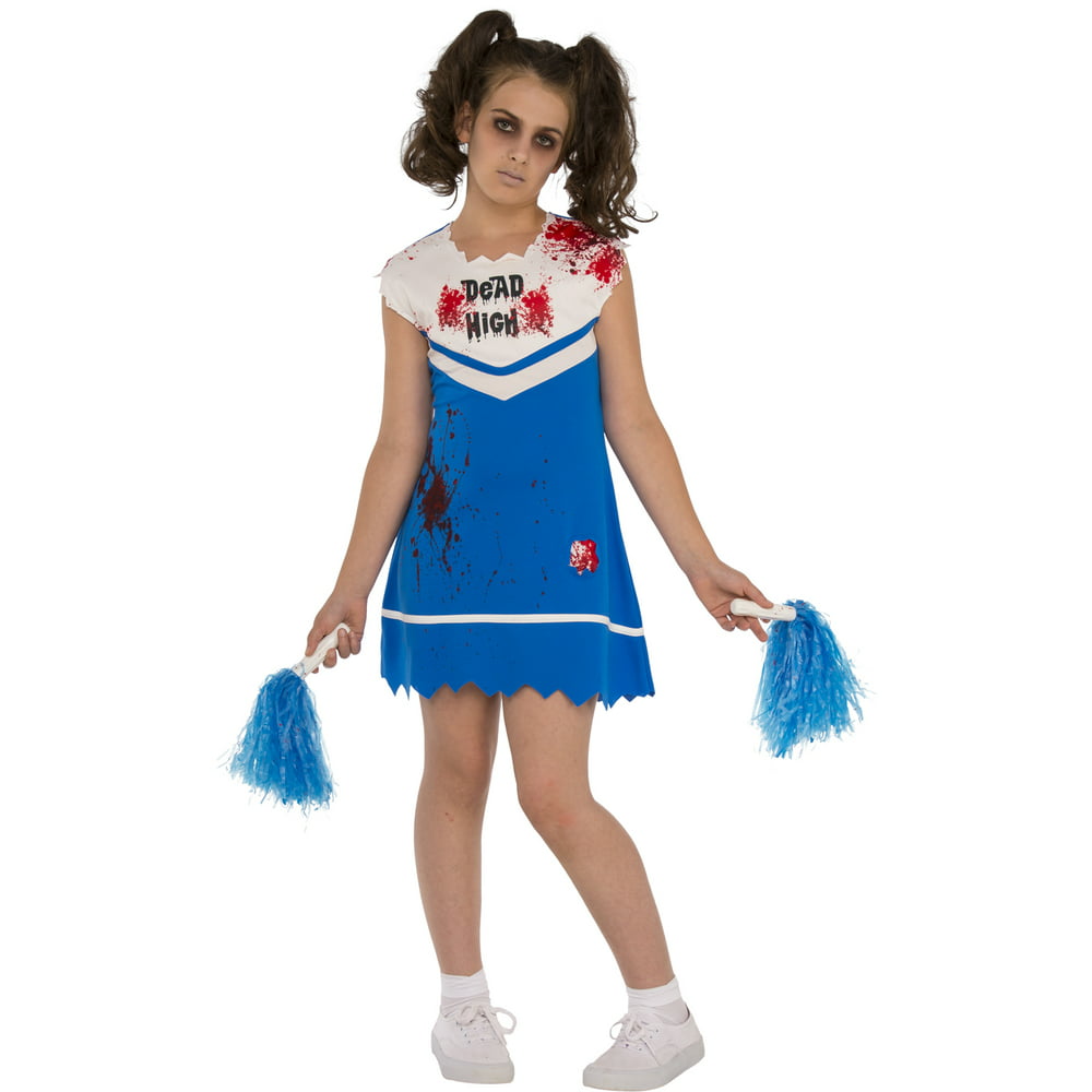 Not So Cheery Girls Zombie Ghost Cheerleader Halloween Costume-M ...