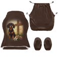 thumbnail image 4 of SCRAWLGOD Cross Dachshund Lily Print Brown 4 PCS Gaming Chair Covers Slipcovers with Armrest Covers Computer Chair Cover Stretch Gamer Chair Cover Cat Scratch Proof, 4 of 7