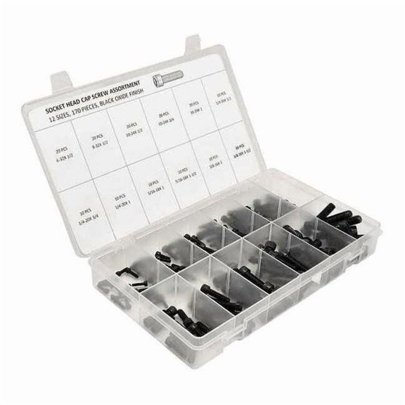 Kerr Lakeside CapScrewAssort.,In,Black Oxide,170pcs SHCS637