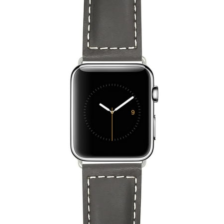 Brown, Leather 42mm Apple Watch Band Strap, Mat Finish, White Stitching ...