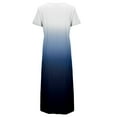 thumbnail image 5 of Lolmot Long Dresses for Women Sun Dresses Women's Summer Round Neck Short Sleeve Gradient Color Daily Casual Vintage Bohemian Split Maxi Dress, 5 of 5