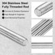 thumbnail image 2 of Uxcell 5-Pack Varilla Roscada Completamente, M8x150mm Barra de Rosca de Mano Derecha de Acero Inoxidable, 2 of 7