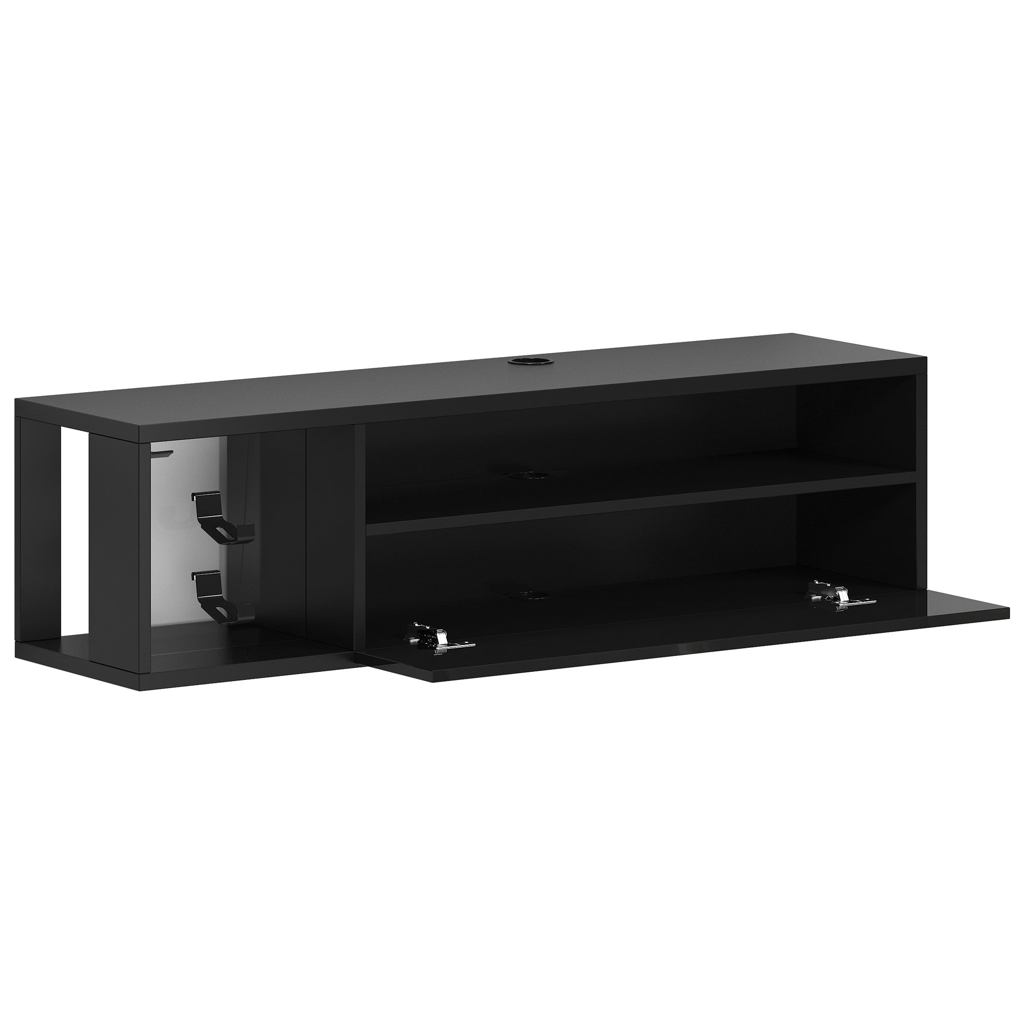 SogesPower 39.3 inches Length Floating TV Stand with Lights,Floating Entertainment Center, Suitable for Maximum Screen Size of 65 Inches,Black