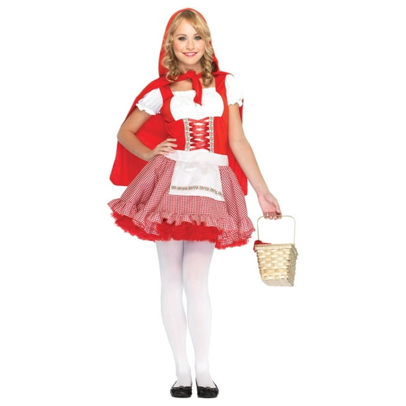 Womens Lil Miss Red Riding Costume Dress & Hooded Cape S/M (4-8)