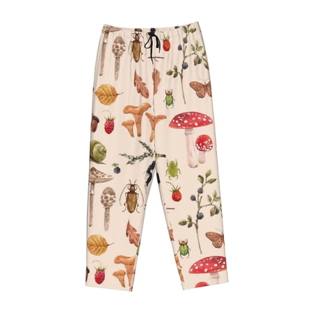 Kdxio Women s Comfy Stretch Retro Autum MushroomsPrint Drawstring Pajama Pants-Large