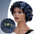 thumbnail image 1 of 1PC Constellation Print Satin Sleep Bonnet with Wide Band Soft Wrap Comfortable Cap for Daily Use Makeup & Face Washing Libra M, 1 of 6