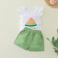 thumbnail image 2 of CAUYDY Toddler Baby Girls Clothes Sunflower T-shirt + Bowknot Shorts with Cute Summer Girl Clothes Set 2Pcs Summer Beach Outfits 18-24 Months,Blue (Sizes 1-2 Years,H03-Green), 2 of 8