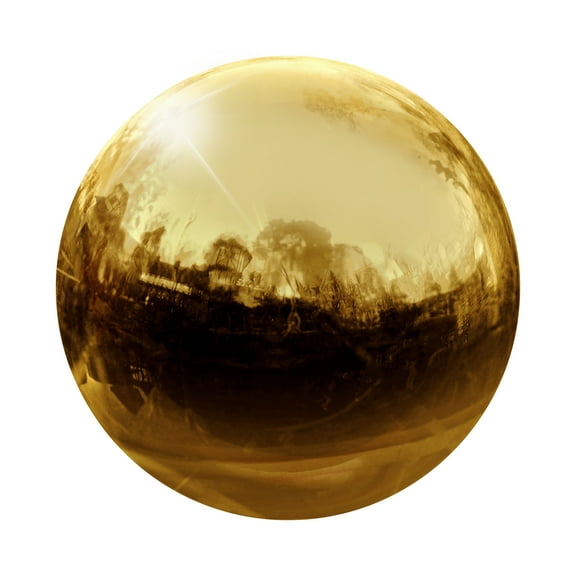 Gazing Ball 3.5 Inch 90mm Reflective Sphere Polished Hollow Ball Gold Tone