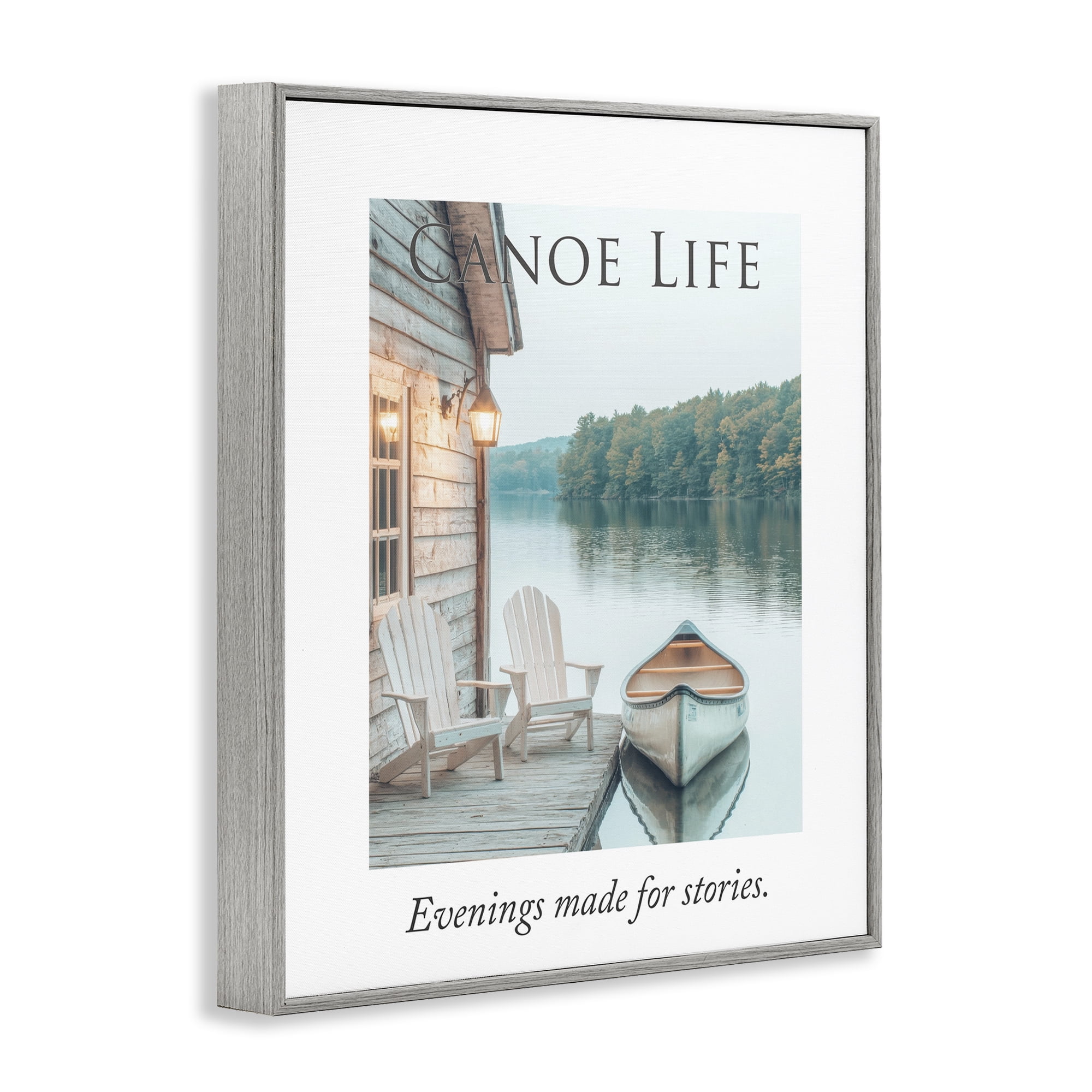 Stupell Industries Canoe Life Quote Gray Framed Giclee Art, design by A Barefoot Stylist