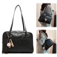thumbnail image 6 of HUISZJ Retro Tote Bag, Large Capacity PU Dumpling Bag, Top-Handle Slouchy Hobo Purse for Travel Commute Work (Black), 6 of 7