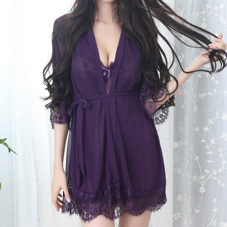

Lingerie For Women Naughty Wireless Rimless Pajamas Lace Nightdress Silk Underwear Women Sleepwear