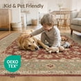 thumbnail image 4 of ODIKA 8'x10' Washable Area Rug Vintage Inspired Medallion With Floral Scroll And Border Boho Flowing Dynamic for Dining Room, Large Office, Lounge, Non-Slip Chair-Friendly Mat, 4 of 7