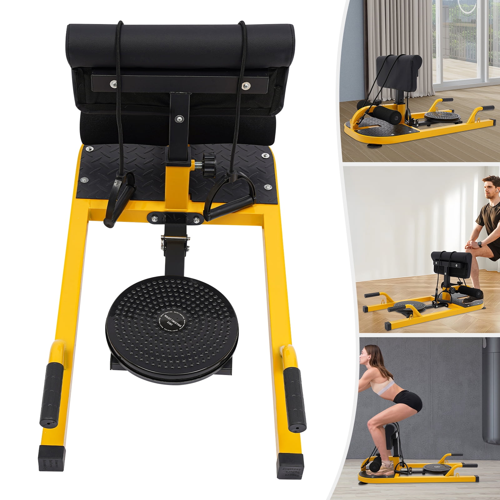 100kg/220lbs Deep Squat Machine, 3 in 1 Multifunctional Squat Bench for Deep Sissy Squats, Sit-ups, Push-ups, Home Gym Workout Station, Fitness Equipment Leg Exercise Machine