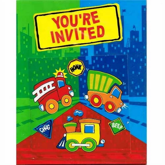 Rescue Vehicles Invitations w/ Envelopes (8ct)