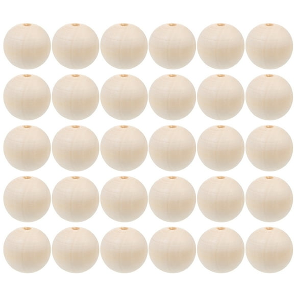 EeaseCA 30 Pcs Perles Rondes en Bois Artisanat Perles Bricolage Perles Faites à la Main Fabrication de Bijoux Perles