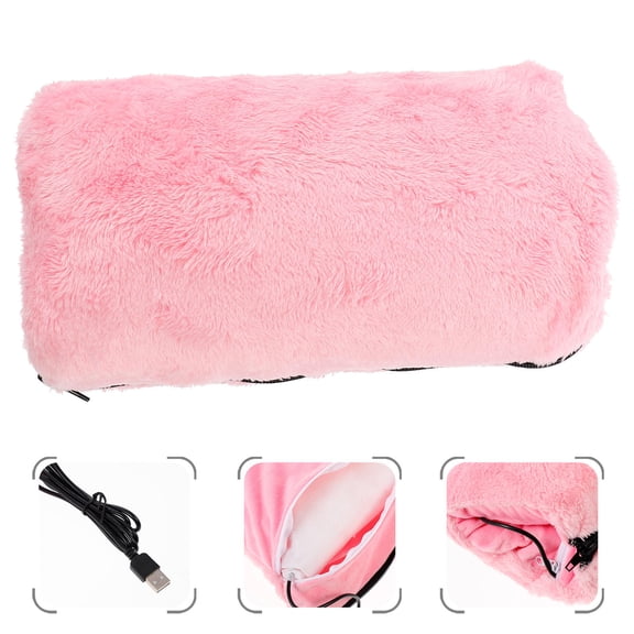 PTOOTP 1Pc USB Charging Pink Plush Hand Warmer Portable Electric Heating Pad for Winter