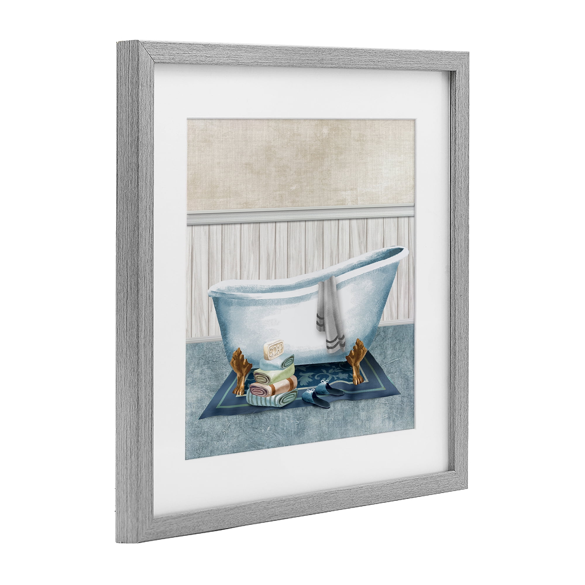 Stupell Industries Cozy Clawfoot Bathtub Spa Gray Framed Print Under Glass, design by Conrad Knutsen