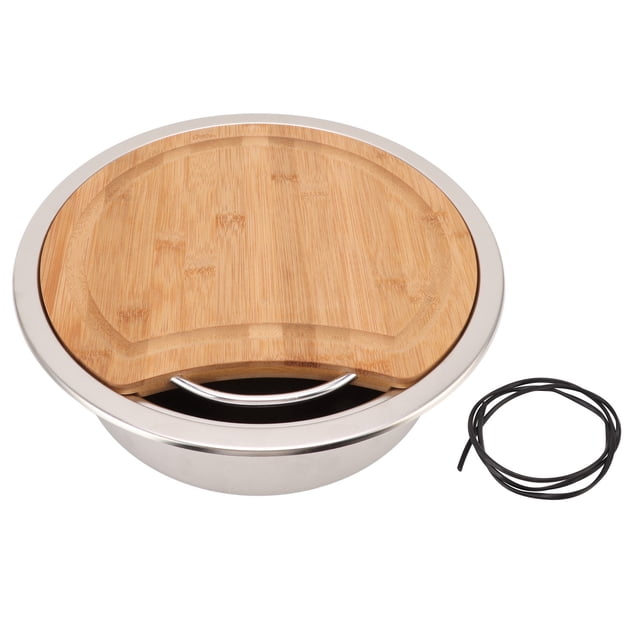 Fregadero para Lavabo de Manos ANGGREK Fregaderos para Vehículos Recreativos Acero Inoxidable 304 Cepillado Pulido Con Bloque de Bambú