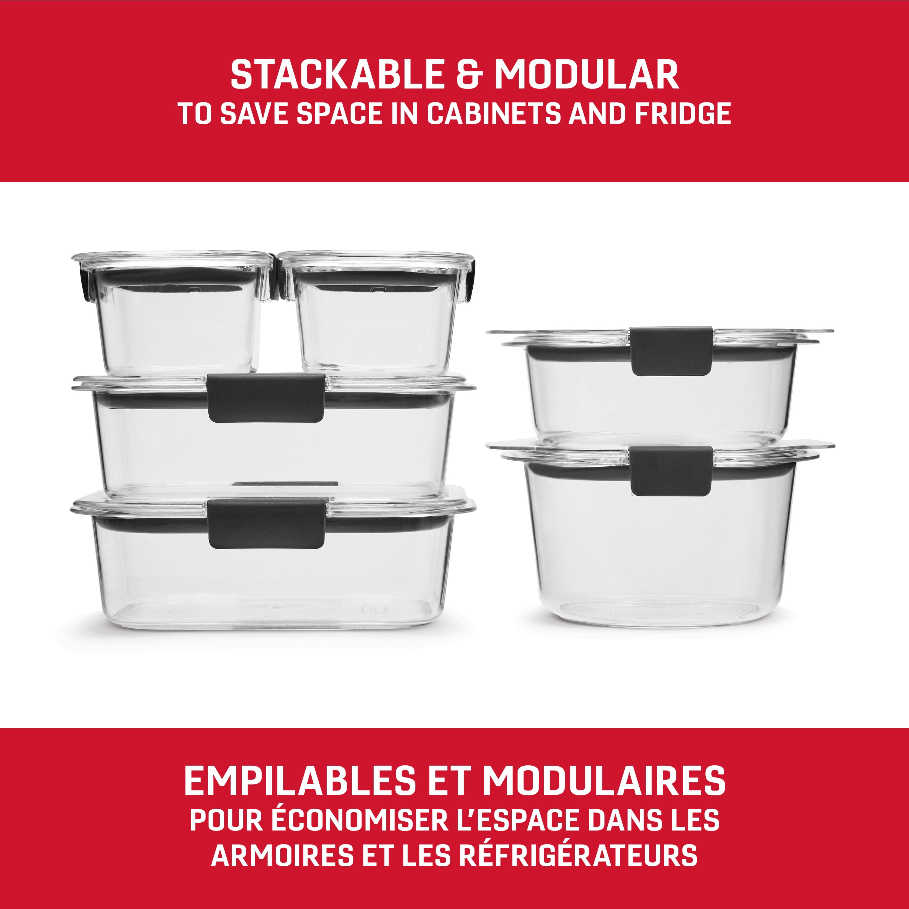 Rubbermaid Brilliance Round and Rectangular Food Storage Containers, 6 Pack