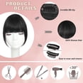 thumbnail image 3 of Clip in Bangs for Women 100% Human Hair Extensions French Bangs Flat Neat Bangs Fringe with Hairpieces Clip on Curved Bangs for Daily Wear, 3 of 7