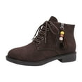 thumbnail image 5 of Suede Ankle Boots for Women Lace up Low Heel Casual Dressy Short Fall Booties with Bead Fringe Zipper, 5 of 5