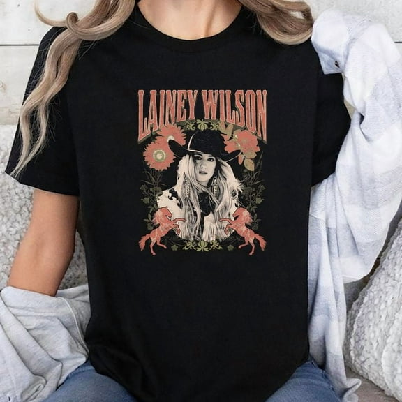 Lainey Wilson Floral Portrait T-Shirt, Sizes S-5XL - Gategoo