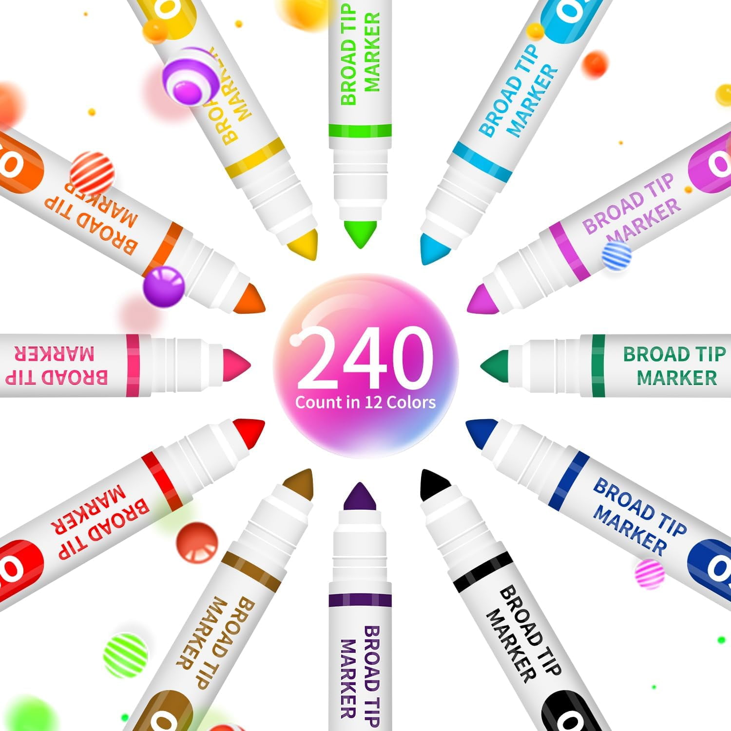 OSIMIG Art Marker Kit, 240 Count, 1 Pack, Conical Tip