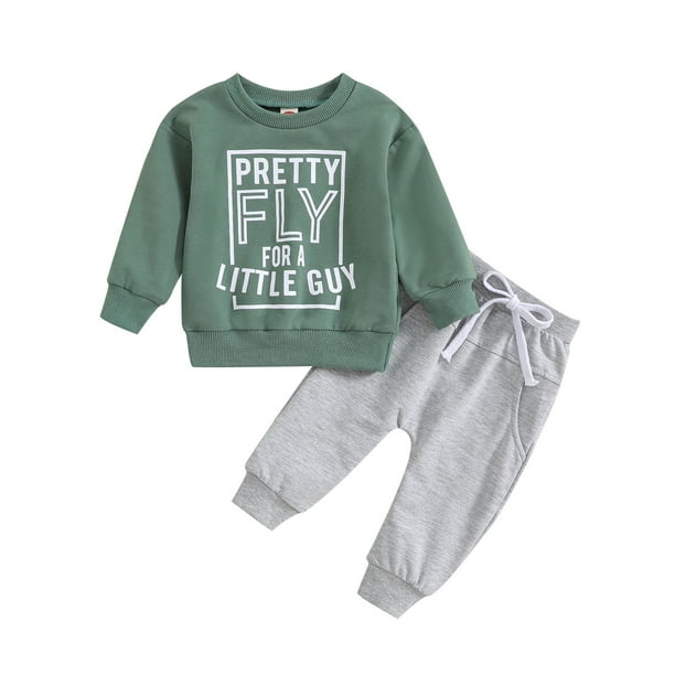 Gibobby Conjunto de camisas y pantalones largos para niños Tops y pantalones con estampado de de manga larga para niños Conjunto y trajes para niños de 3 piezas(Verde,0-3 Months)
