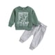 thumbnail image 1 of Gibobby Conjunto de camisas y pantalones largos para niños Tops y pantalones con estampado de de manga larga para niños Conjunto y trajes para niños de 3 piezas(Verde,0-3 Months), 1 of 5
