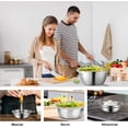 thumbnail image 4 of Bowls de cocina 9 Piezas,Bowl acero inoxidable,Boles Mezcladores para Ensalada,Cesta de Drenaje,ralladores,Apilables,para Hornear,Mezclar,Ensalada,almacenar alimentos,cocina accesorios, 4 of 9