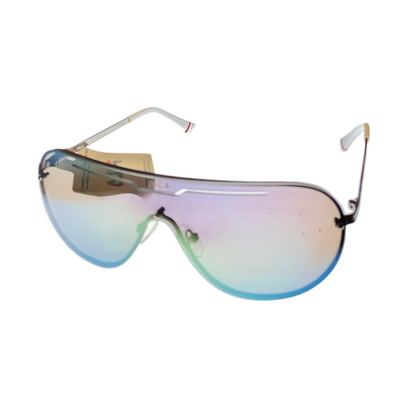 Fila Mens Metal Shield Gunmetal  Sunglass , Blue Flash Lens SF9981 568G
