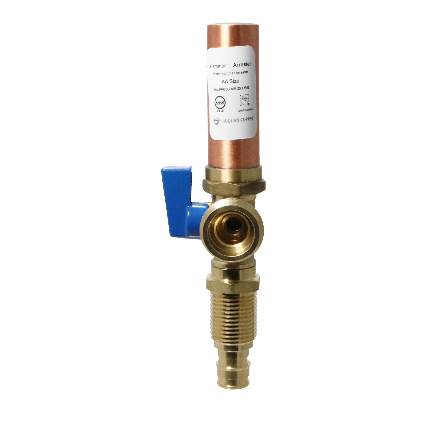 10 Pack XFITTING Premium Washing Machine Outlet Stop Valve with Hammer Arrestor, 1/2 Inch Pex A x 3/4 Inch MHT, Blue Handle, Pex A Expansion Version
