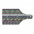 thumbnail image 1 of Tribal Cutting Board, Traditional Pattern Geometrics and Arrows Art, Decorative Tempered Glass Cutting and Serving Board, Wine Bottle Shape, Teal Purple Yellow, by Ambesonne, 1 of 1