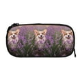 thumbnail image 3 of Vsdgher Dog in Lavender Flowers Print Large Capacity Pencil Case Pouch with Zipper, Portable Aesthetic Big Capacity Pencil Cases Pen Office Travel Stationery Bag, 3 of 8
