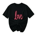 thumbnail image 2 of Purcolt Valentine's Day Women's Letter T-Shirt Casual Round Neck Loose Fit Comfy Short Sleeve Love Graphic Print Tees Tops, 2 of 5
