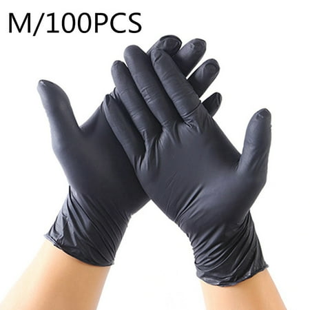 

Black Nitrile Disposable Gloves Pack of 100 Safety Working Gloves for Food Handle or Industrial Use
