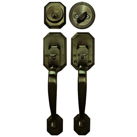 Constructor Cerberus Entry Door Lock Lever Handle Set Antique Bronze (Best Front Entry Doors)