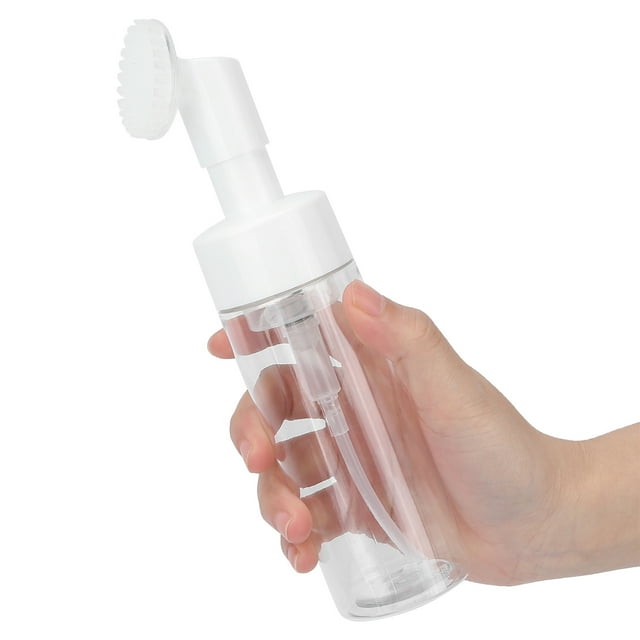 Botella de espuma con Cabezal de Cepillo de Silicona, Evita Fugas de Agua, llenado Conveniente de Agua, Fondo Redondo, Bomba de Espuma A Presueno, Embotellado Transparente, Loción