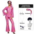 thumbnail image 2 of BOOMNY Halloween 70S Women Disco Outfit Hippie 7Pcs Sequin Top Bell Bottoms With Accessories Sets Shiny Stage Performance Partywear, 2 of 5