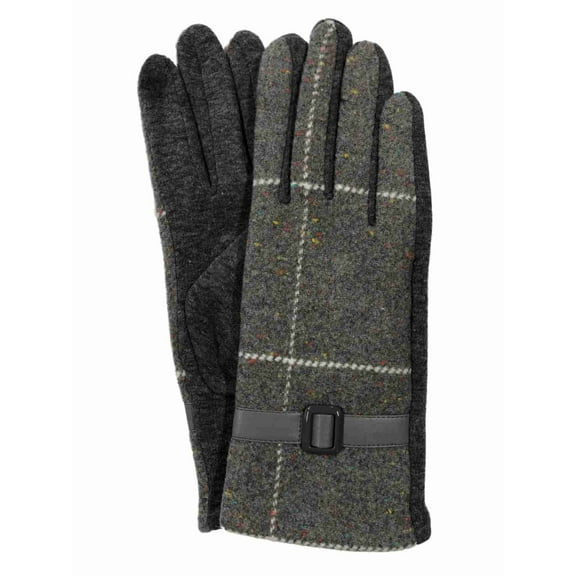 G&S Womens Gray Belted Speckle Stretch Fit Button Texting & Tech Smart Gloves