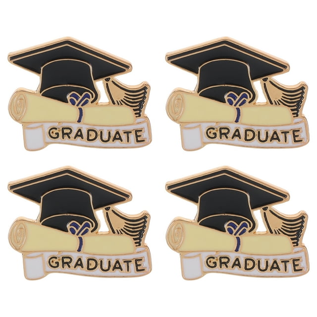 4 alfileres de solapa para birrete de graduación, broches decorativos de metal para ropa, broches para birrete de graduación para graduados de la escuela y la universidad