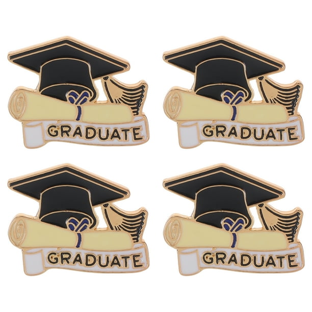 4 alfileres de solapa para birrete de graduación, broches decorativos de metal para ropa, broches para birrete de graduación para graduados de la escuela y la universidad