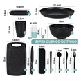 thumbnail image 2 of 89pzs Vajilla Juego Negro Cocina Paja Trigo C/ Tabla Picar Xtellar negro, 2 of 3